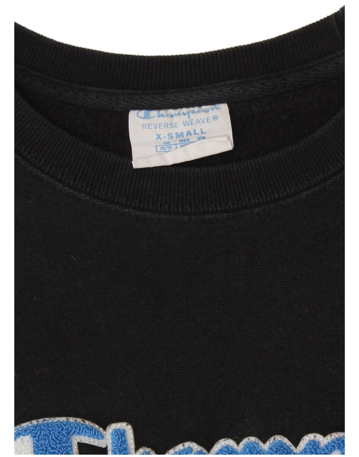 Champion Womens Crop Oversized Sweatshirt Jumper UK 6 XS Sort