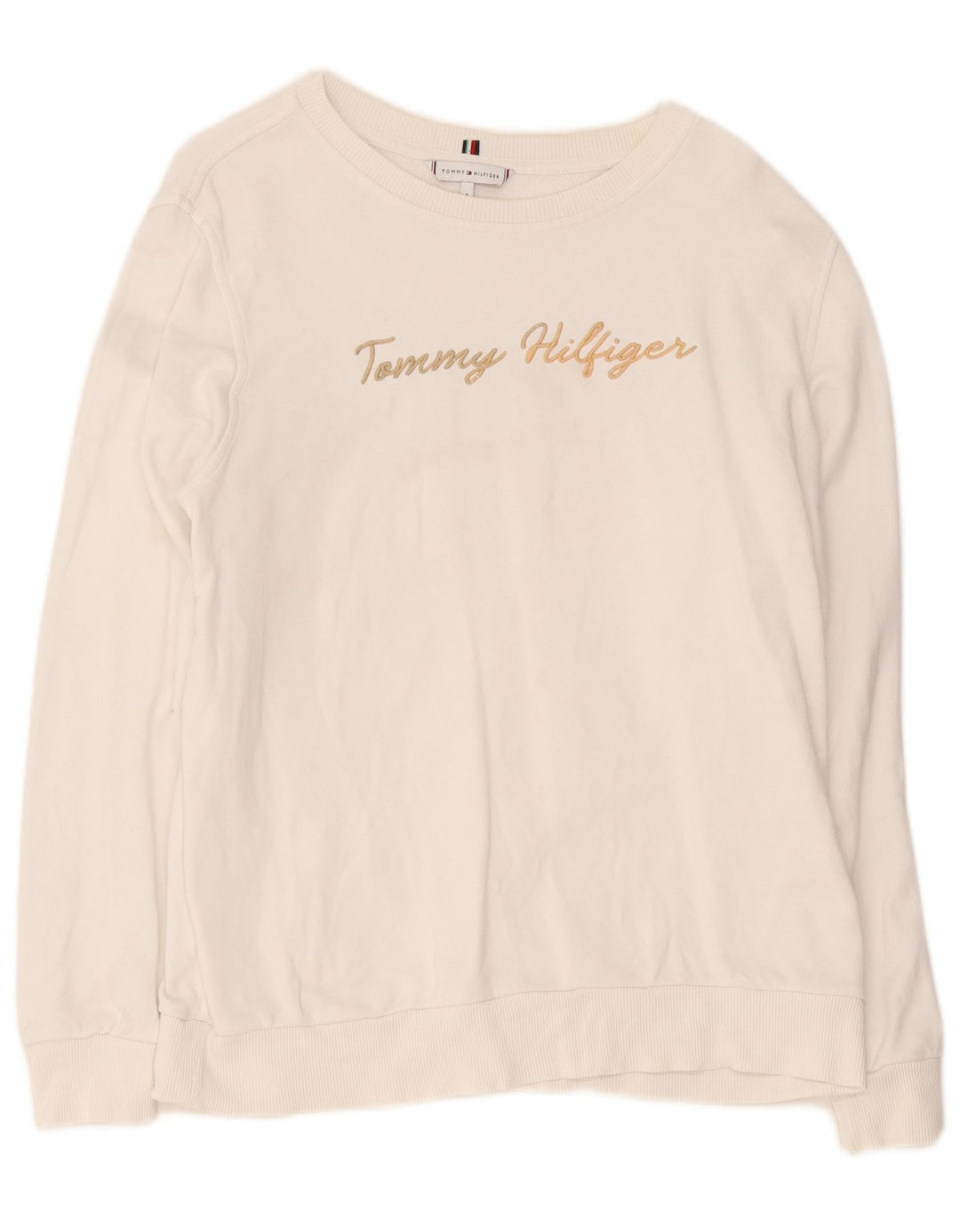 Tommy Hilfiger Dame Grafisk Oversized Sweatshirt Jumper UK 10 Small White