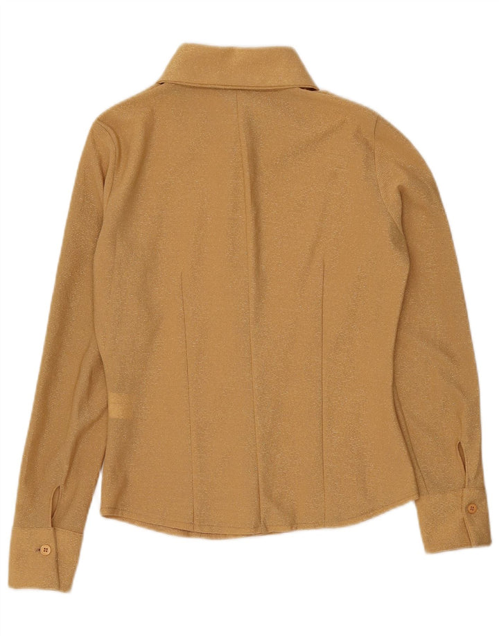 Vintage dameskjorte UK 10 Small Gold Polyester