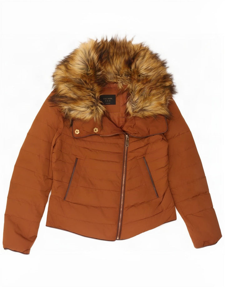 Zara polstret jakke til kvinder UK 14 Medium Brun Polyester