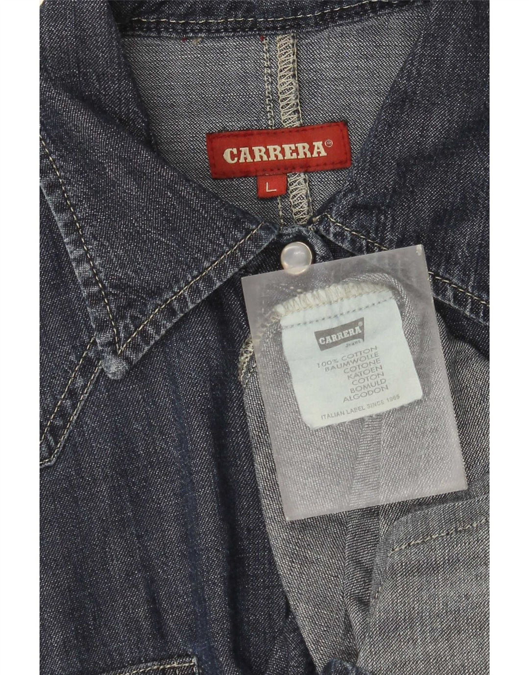 Carrera Dame Denim Shirt UK 16 Large Navy Blue Cotton