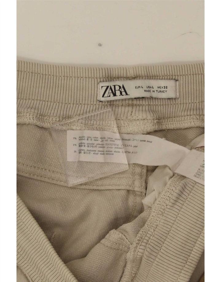 Zara Herre Cargo Shorts Large W32 Beige Bomuld
