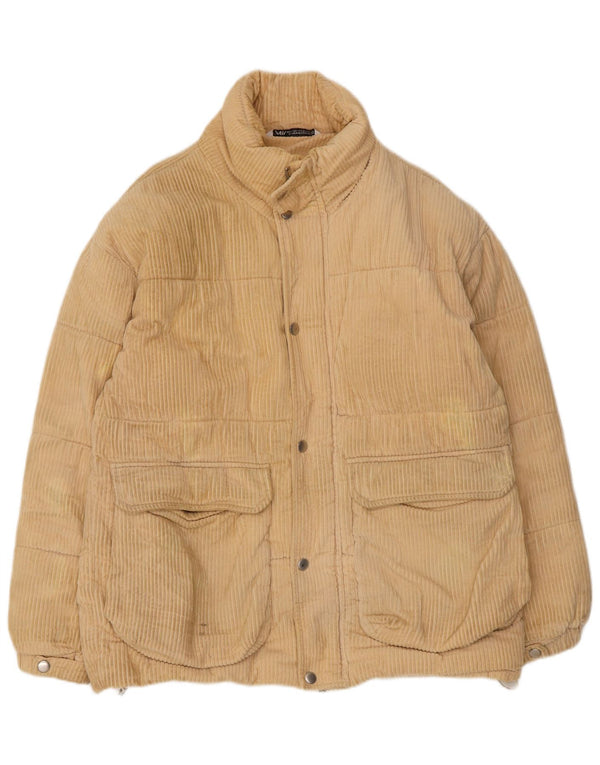 Zara Herre Corduroy polstret jakke UK 38 Small Beige Polyester