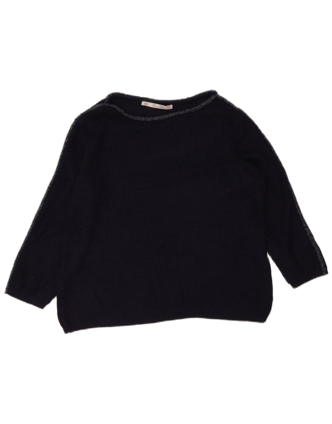 Zara Dame Oversized Boat Neck Jumper Sweater UK 16 Large Navy Blue