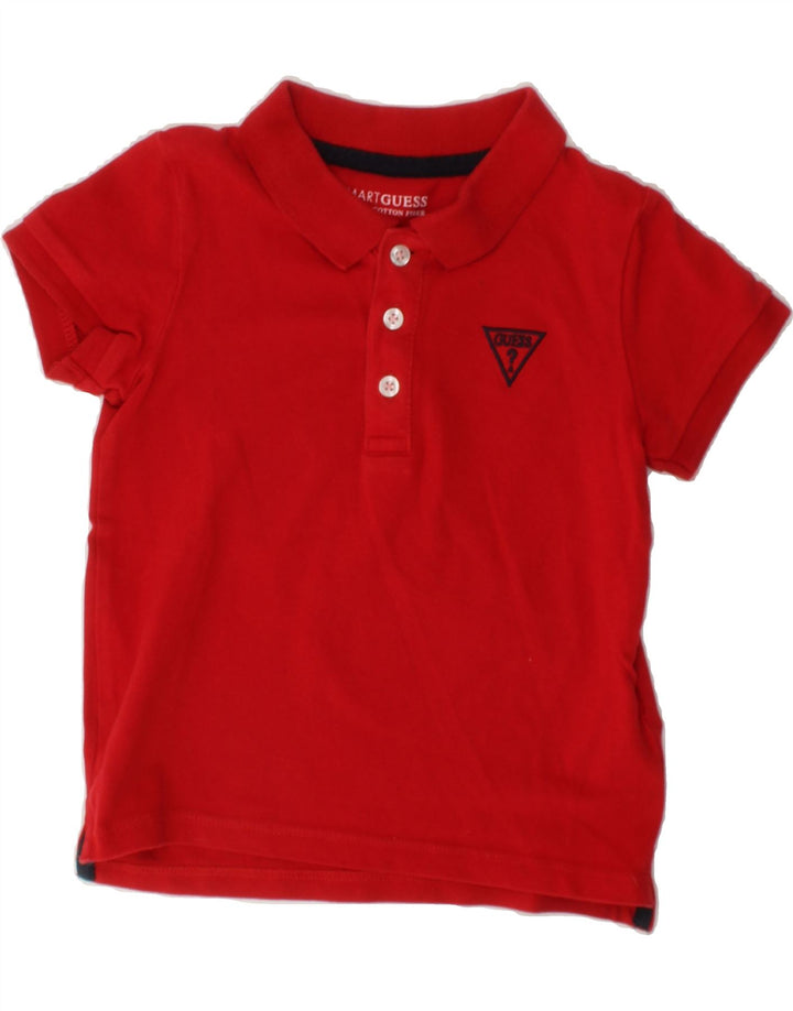 GUESS Boys Polo Shirt 3-4 Years Red Cotton Vintage Guess and Second-Hand Guess from Messina Hembry 