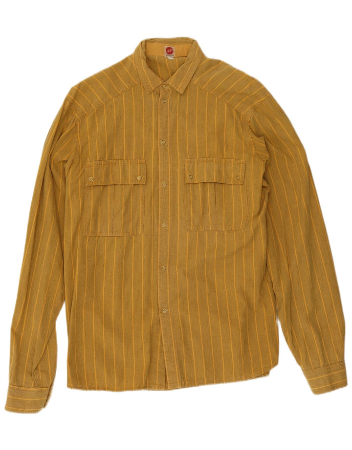 Vintage herreskjorte medium gul stribet bomuld