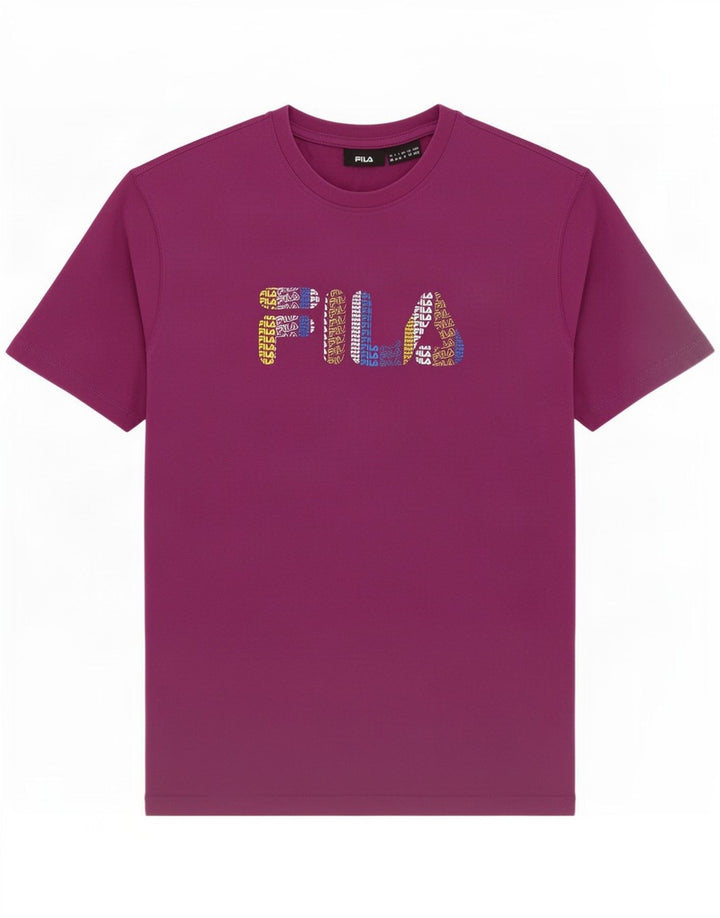 Fila Herre grafisk T-shirt Top Medium Lilla Bomuld