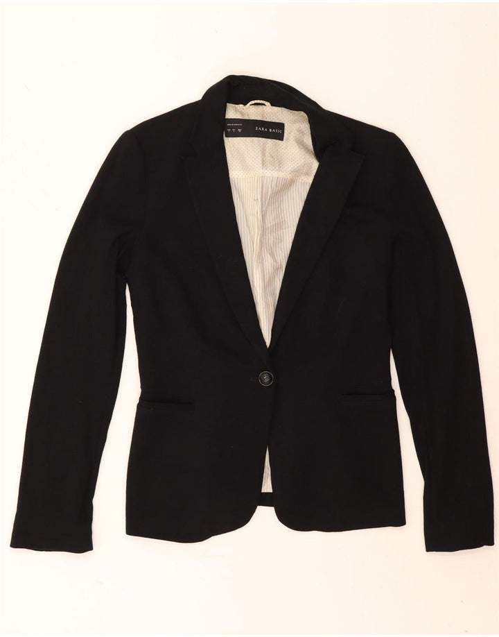 Zara Dame 1 Knap Blazer Jacket UK 10 Small Black Viscose