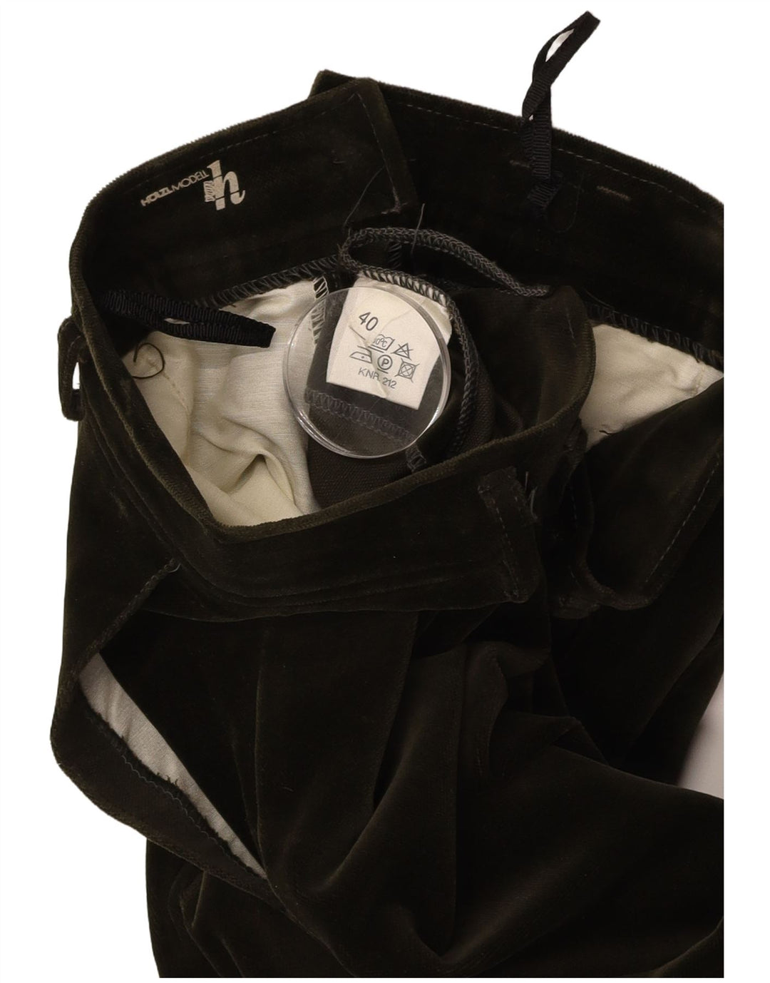 VINTAGE Dame Stigbøjlen Velvet Bukser EU 40 Medium W27 L29 Grøn Bomuld