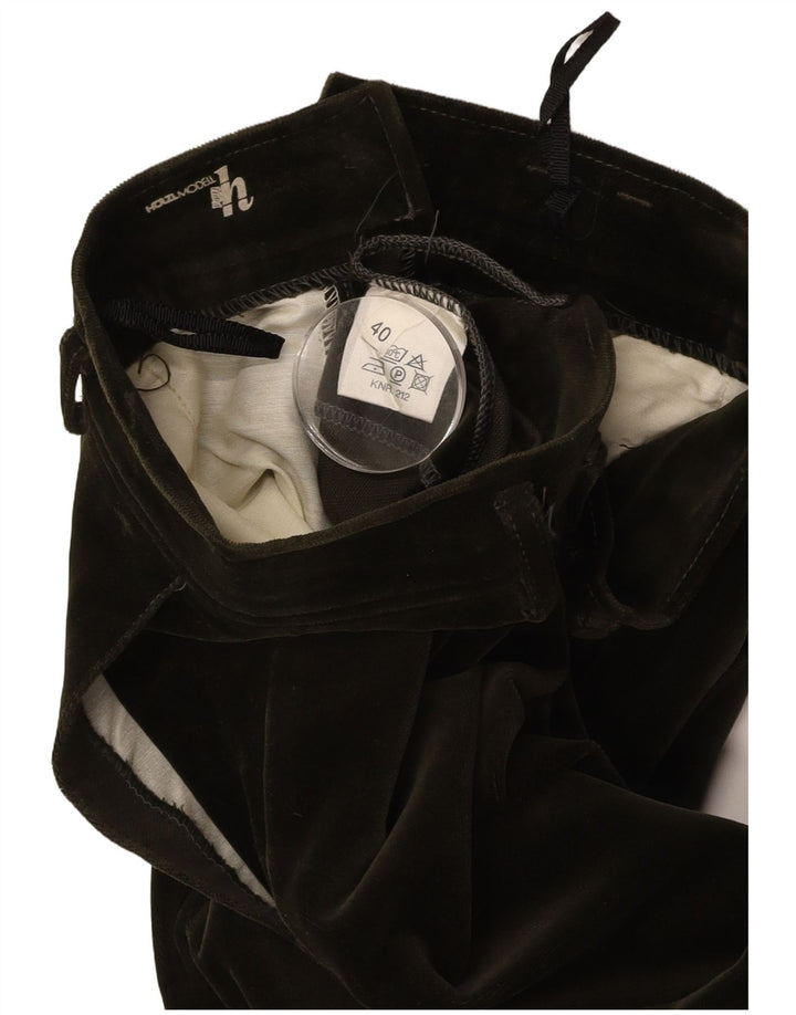 VINTAGE Dame Stigbøjlen Velvet Bukser EU 40 Medium W27 L29 Grøn Bomuld