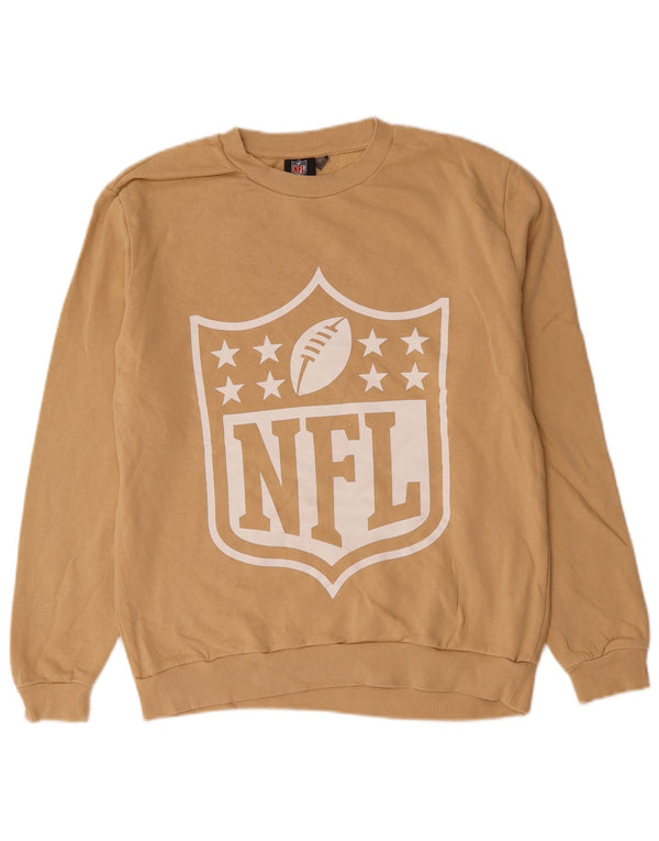 NFL Dame Grafisk Sweatshirt Jumper UK 14 Medium Beige Bomuld
