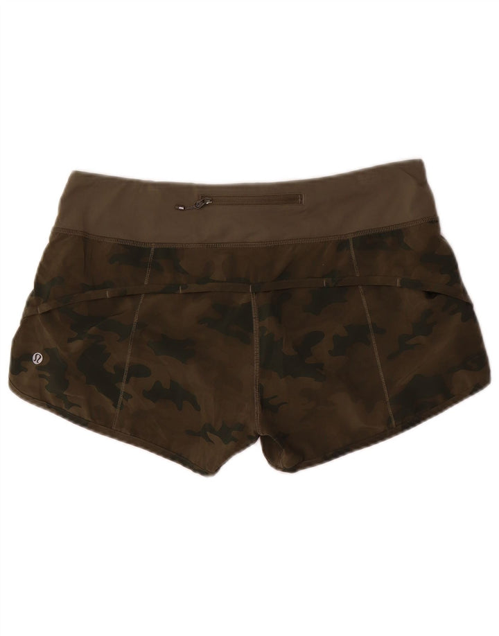 LULULEMON Sportsshorts til kvinder UK 8 Small Khaki Camouflage Polyester