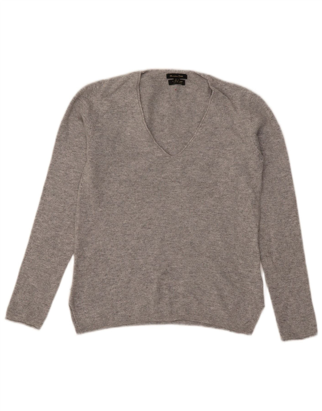MASSIMO DUTTI Dame V-hals sweater UK 10 Small Grey Flecked