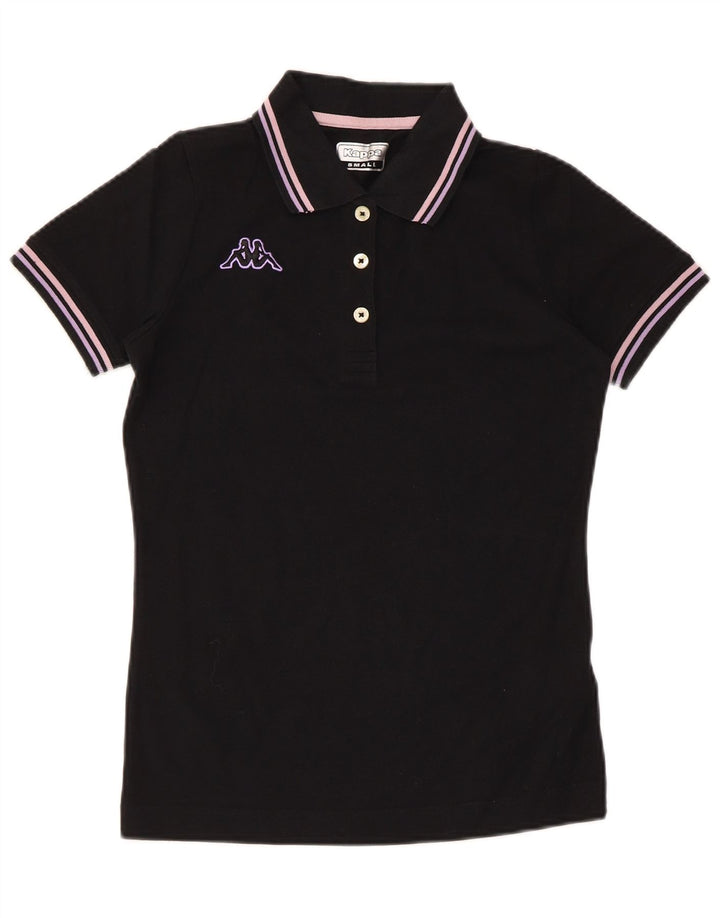 Kappa Dame Polo Shirt UK 10 Small Black Bomuld