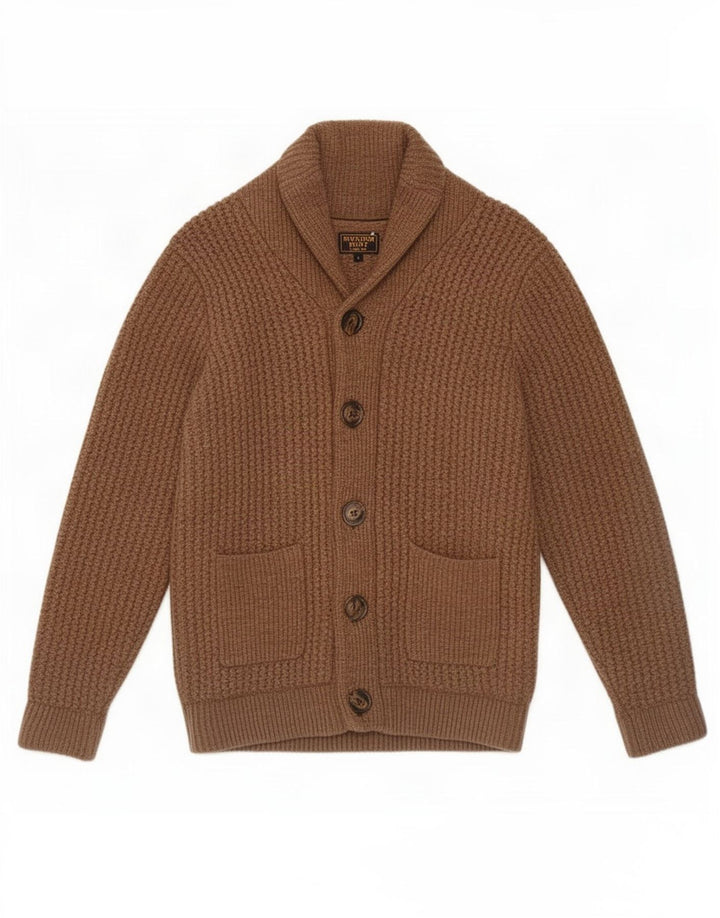 William Hunt Herre cardigan sweater lille brun lammeuld