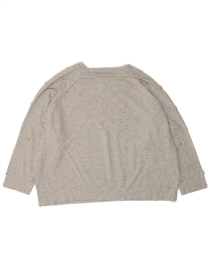 ZARA Dame Oversized Boat Neck Jumper Sweater UK 14 Medium Grey
