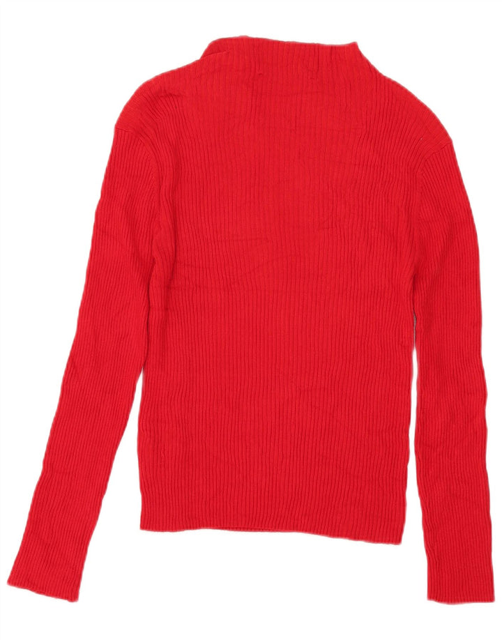 Zara Dame Turtle Neck Jumper Sweater UK 14 Large Red Viscose