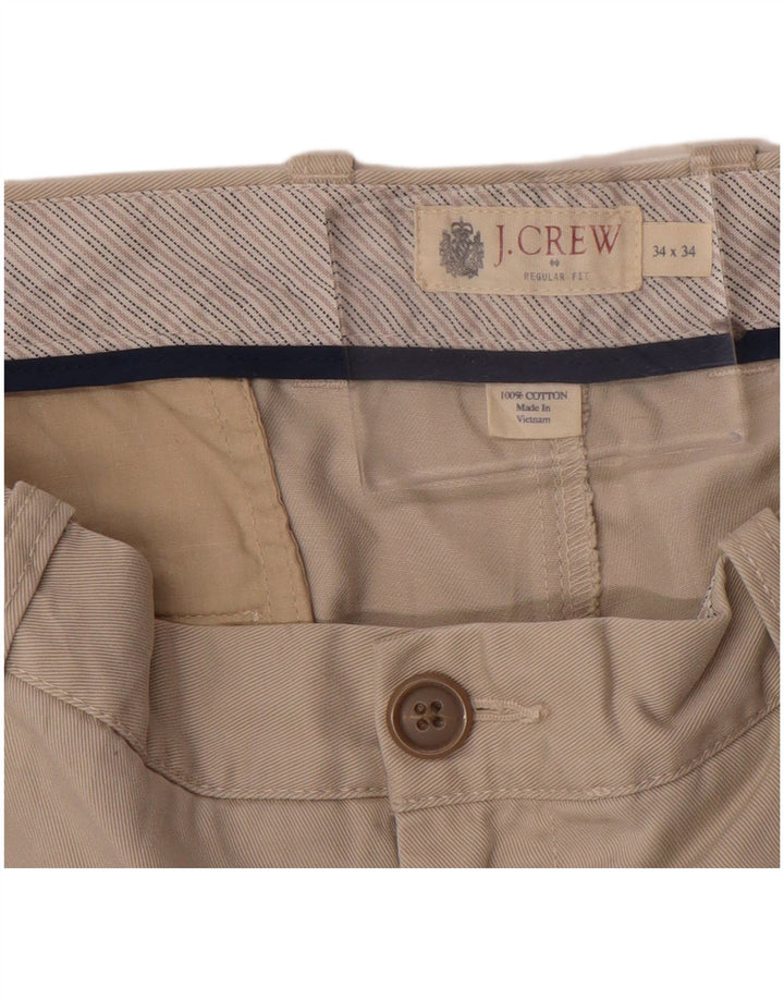 J. Crew Herre lige Regular Fit Chinobukser W34 L34 Beige Bomuld