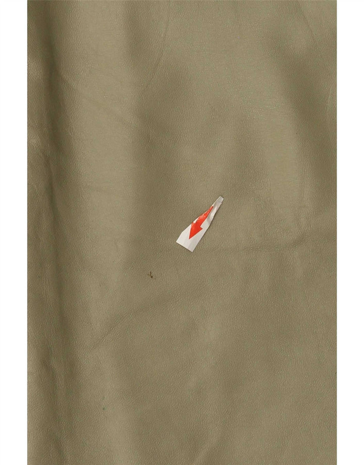 Vintage Midi-lædernederdel til kvinder W32 Large Khaki