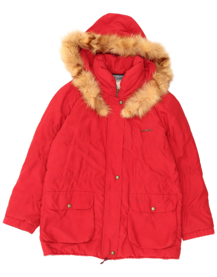 Marina Yachting Dame Hætte Oversized Polstret Frakke UK 12 Medium Rød