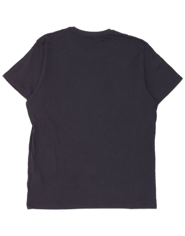 Enrico Coveri Herre grafisk T-shirt top XL marineblå bomuld