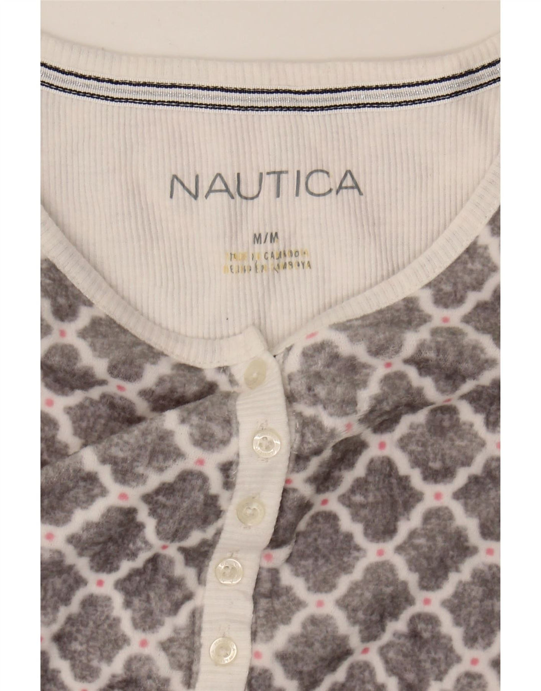 NAUTICA Womens Top Long Sleeve UK 14 Medium Grey Check Polyester Vintage Nautica and Second-Hand Nautica from Messina Hembry 