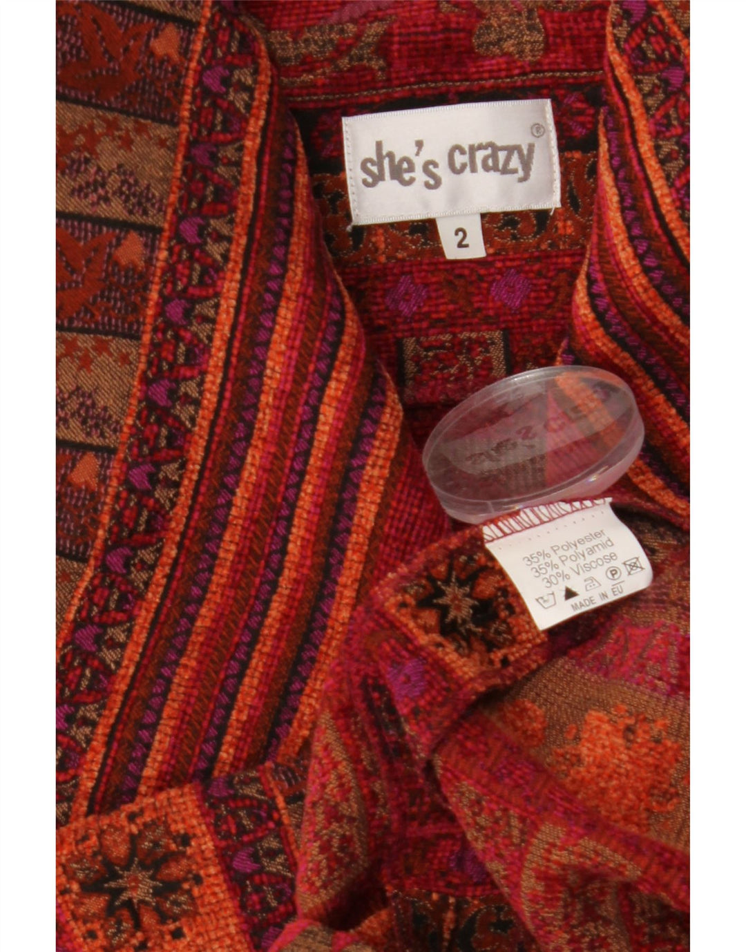 SHE'S CRAZY Womens Crop oversized blazerjakke US 2 XS Burgundy Floral