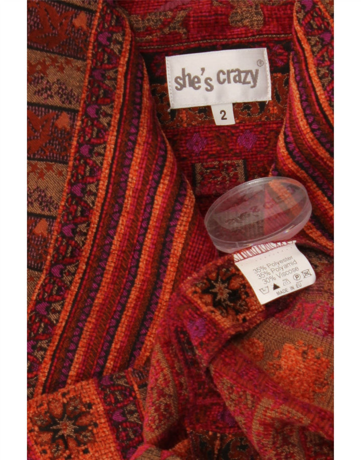 SHE'S CRAZY Womens Crop oversized blazerjakke US 2 XS Burgundy Floral