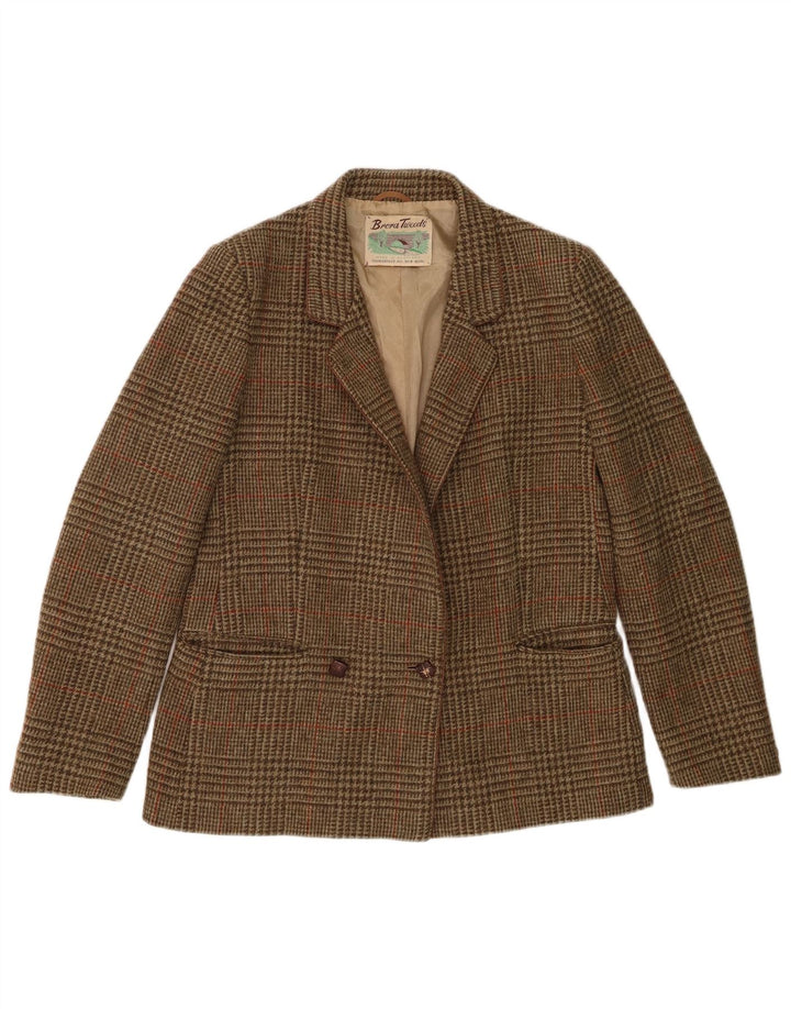Brora Dame Dobbeltradet Blazer Jacket UK 14 Medium Brown Houndstooth
