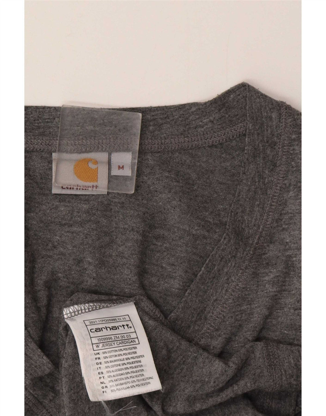 Carhartt Dame Cardigan Sweater UK 14 Medium Grey Bomuld