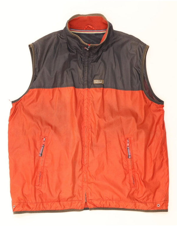 Paco Herre Gilet UK 40 Large Orange Colourblock Nylon
