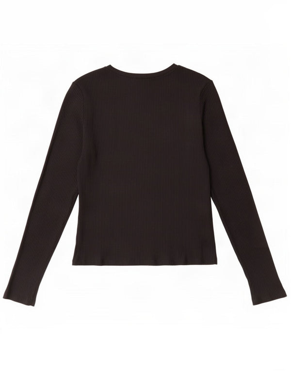 Zara Womens Crop Top Langærmet UK 14 Large Black