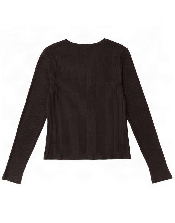 Zara Womens Crop Top Langærmet UK 14 Large Black
