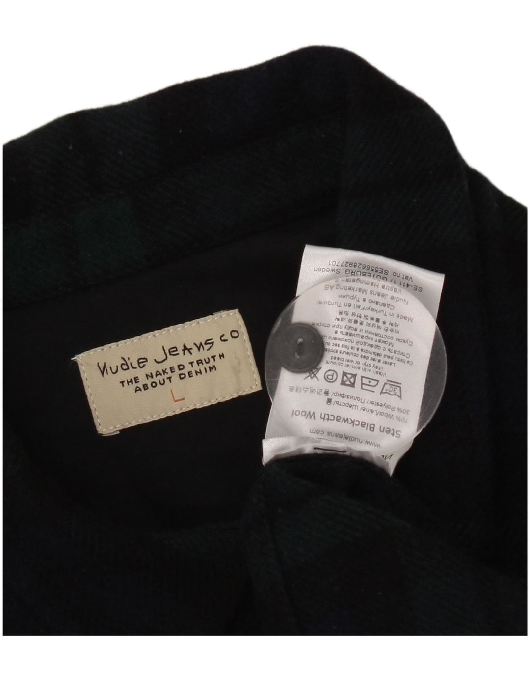 Nudie jeans herre flannel skjorte stor marineblå ternet uld