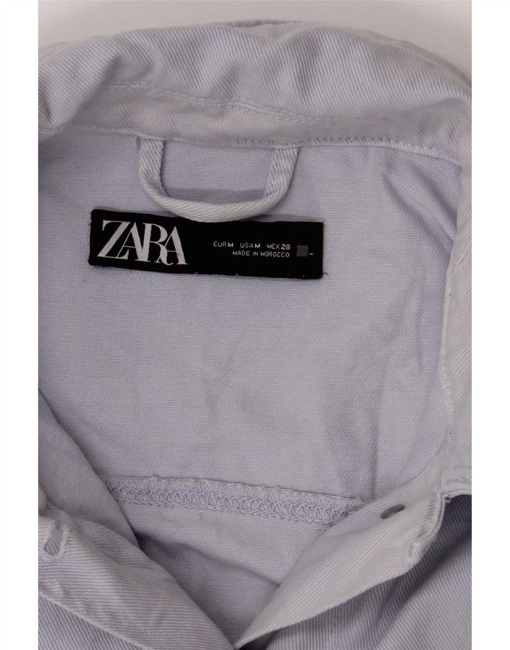 Zara Kvinder Oversized Utility Jacket UK 14 Medium Blue Cotton