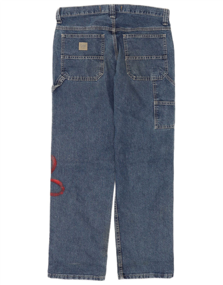 Lee Dame Cargo Straight Jeans W32 L30 Blue Floral Bomuld