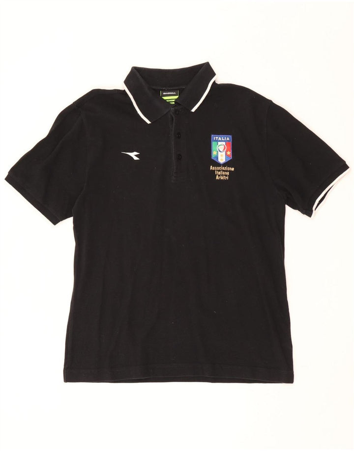 DIADORA Herre Italia Grafisk Polo Shirt Medium Sort Bomuld