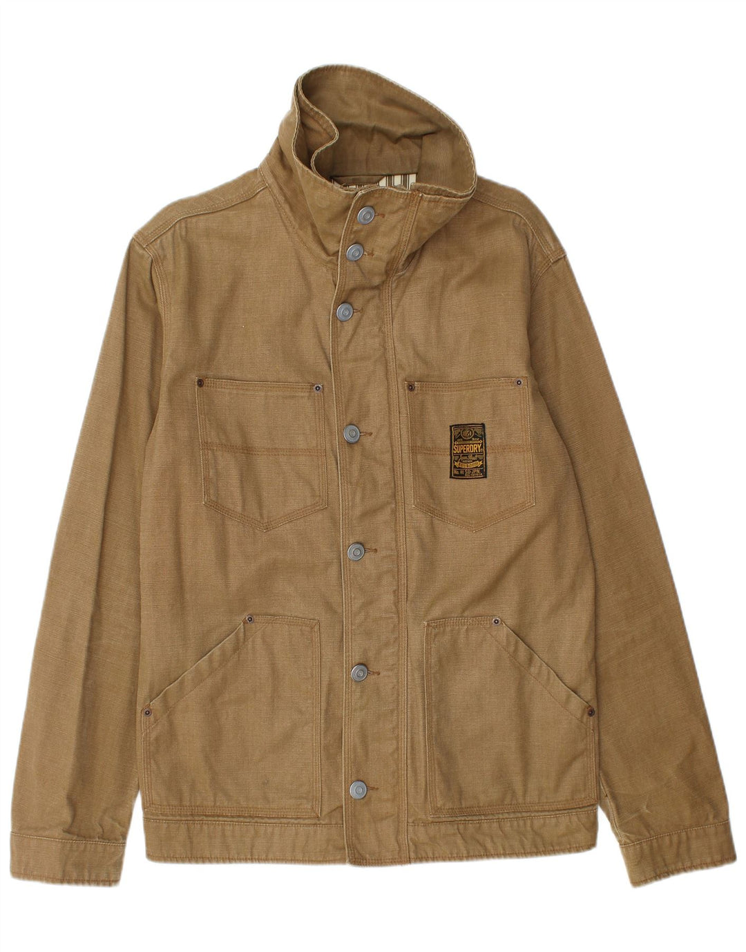 SUPERDRY Herre Utility Jacket UK 40 Stor Beige Bomuld