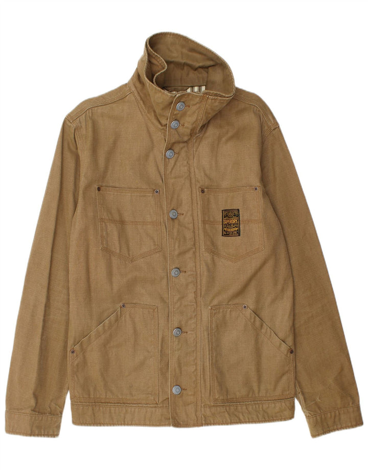 SUPERDRY Herre Utility Jacket UK 40 Stor Beige Bomuld