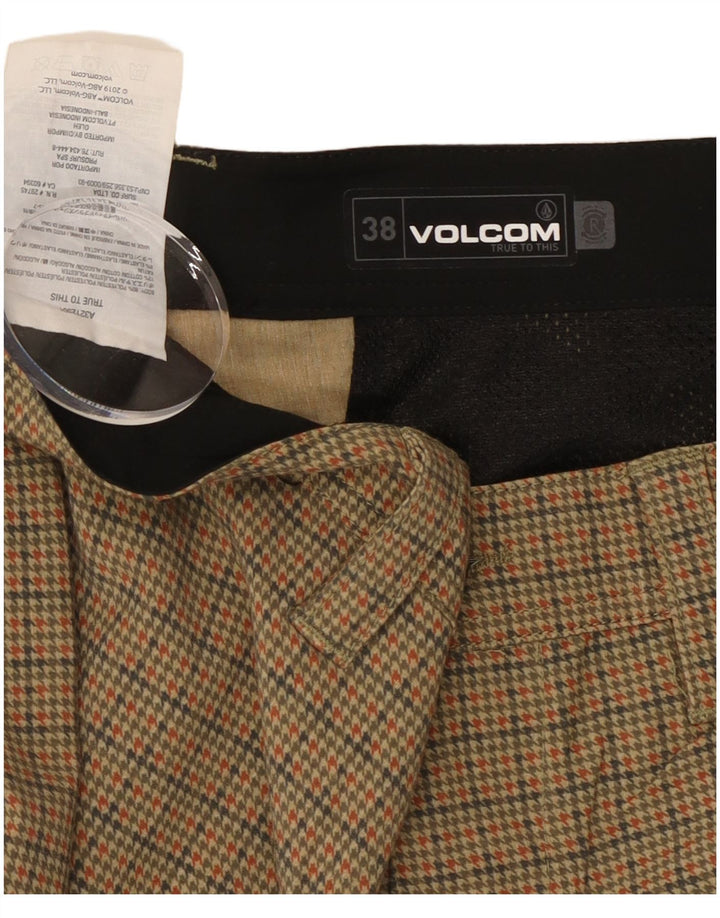 Volcom Herre Chino Shorts W38 XL Beige Houndstooth Polyester