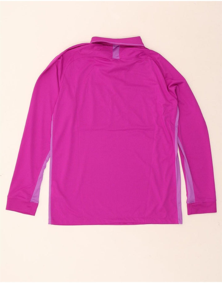 NIKE Mens Dri Fit Long Sleeve Polo Shirt Large Pink Colourblock Polyester Vintage Nike and Second-Hand Nike from Messina Hembry 