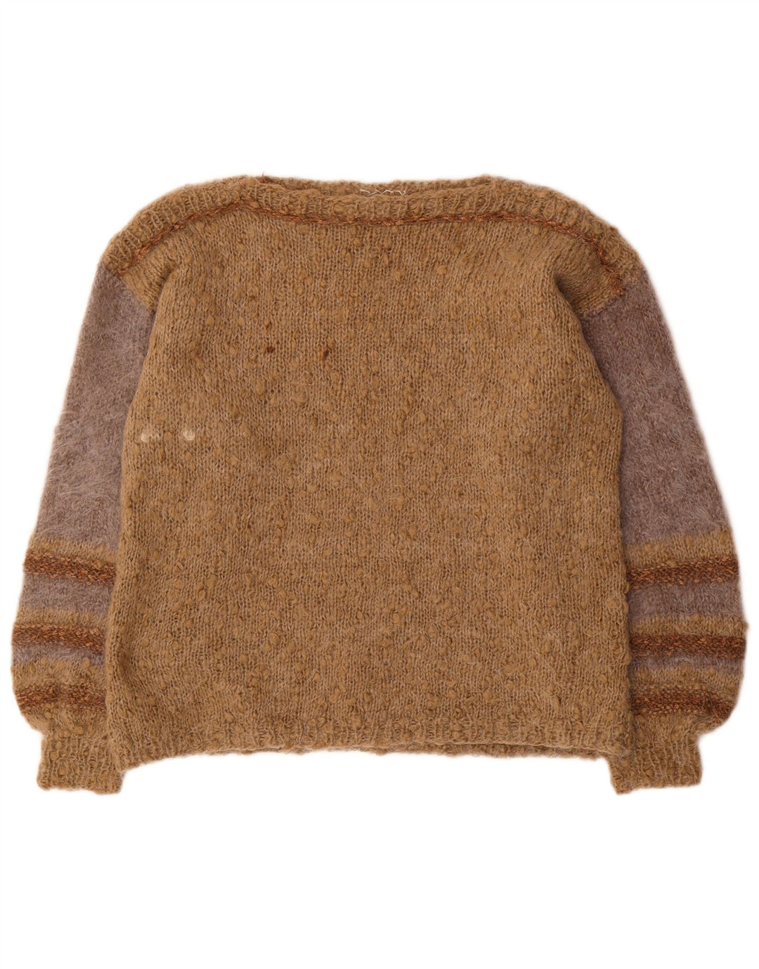 VINTAGE Dame Boat Neck Jumper Sweater UK 18 XL Brun Stribet