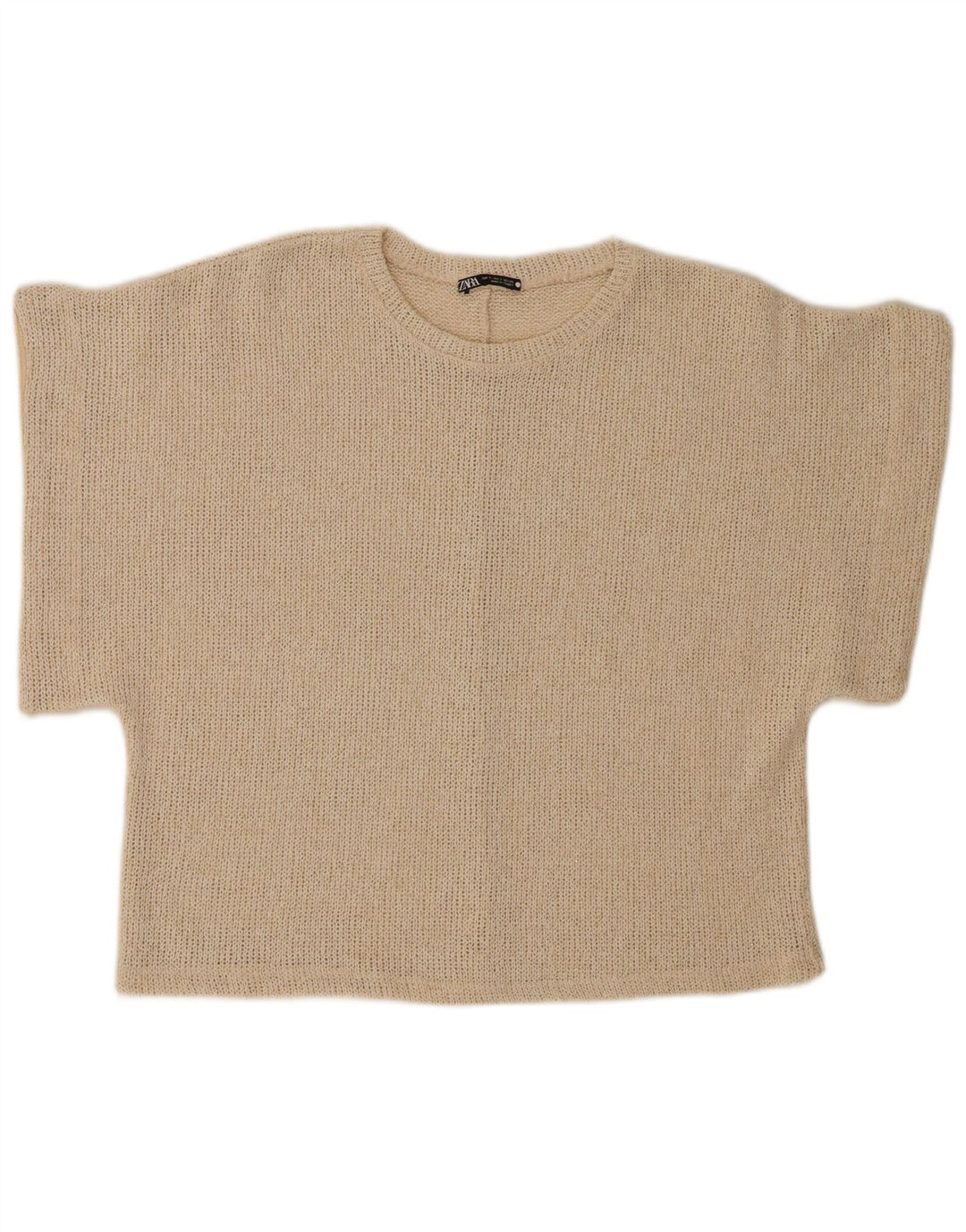 Zara Dame Oversized Bluse Top UK 10 Small Beige Flecked
