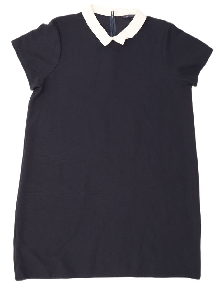 Marks & Spencer Womens Shift Dress UK 20 2XL Navy Blue Polyester