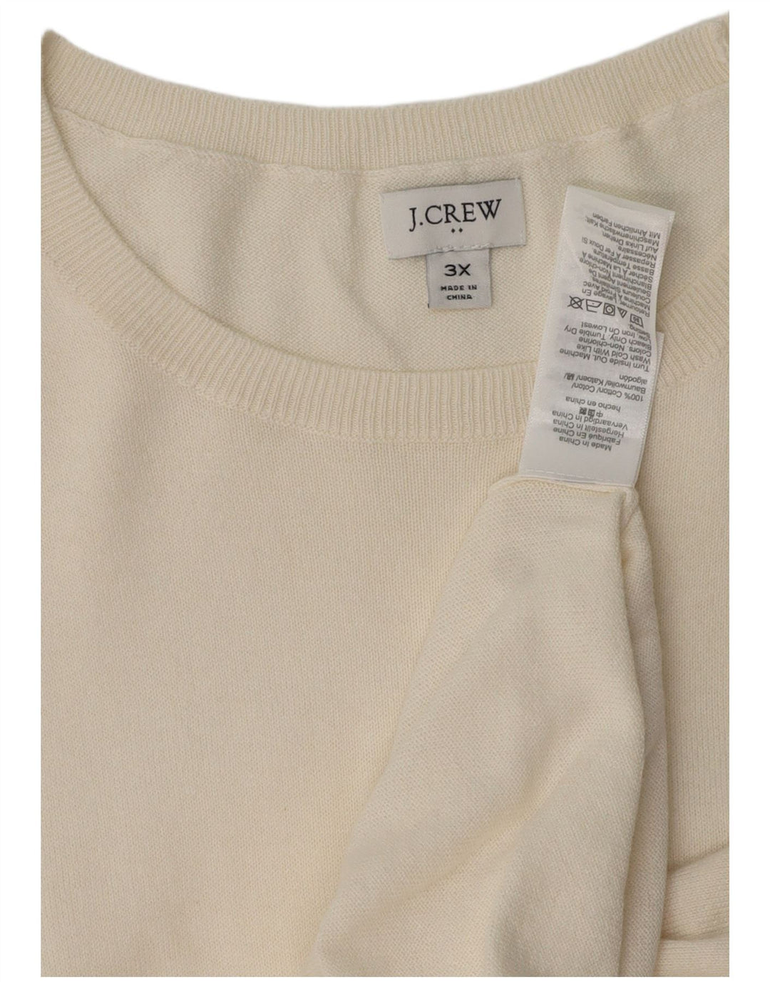 J. CREW Dame sweater med rund hals DK 22 3XL Off White Bomuld