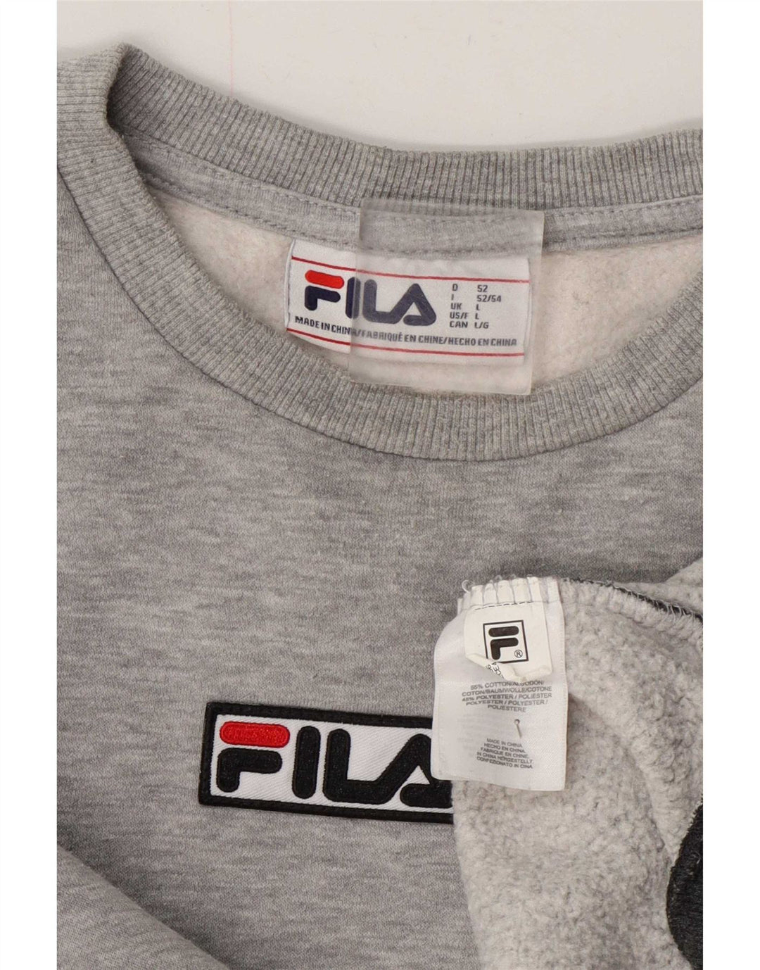 Fila Herre Sweatshirt Jumper Stor Grå Colourblock Bomuld