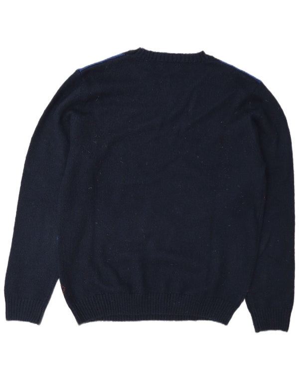 Markup Herre Crew Neck Jumper Sweater XL Navy Blue Argyle/Diamond Acryl