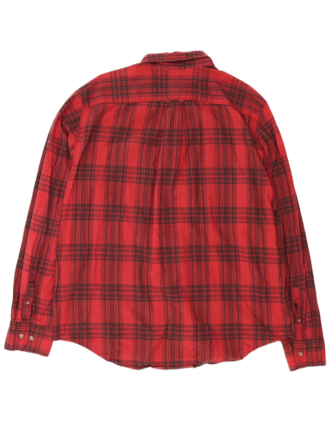 Eddie Bauer Herre Flanellskjorte XL Rød Plaid Bomuld