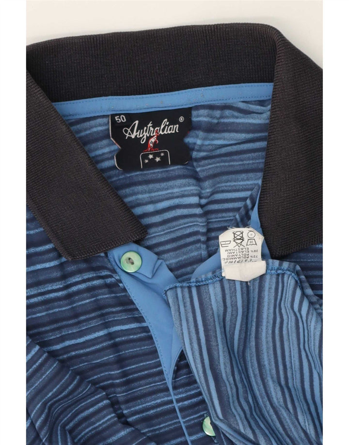 AUSTRALIAN L'ALPINA Poloshirt til mænd IT 50 Medium Blue Pinstripe Polyester
