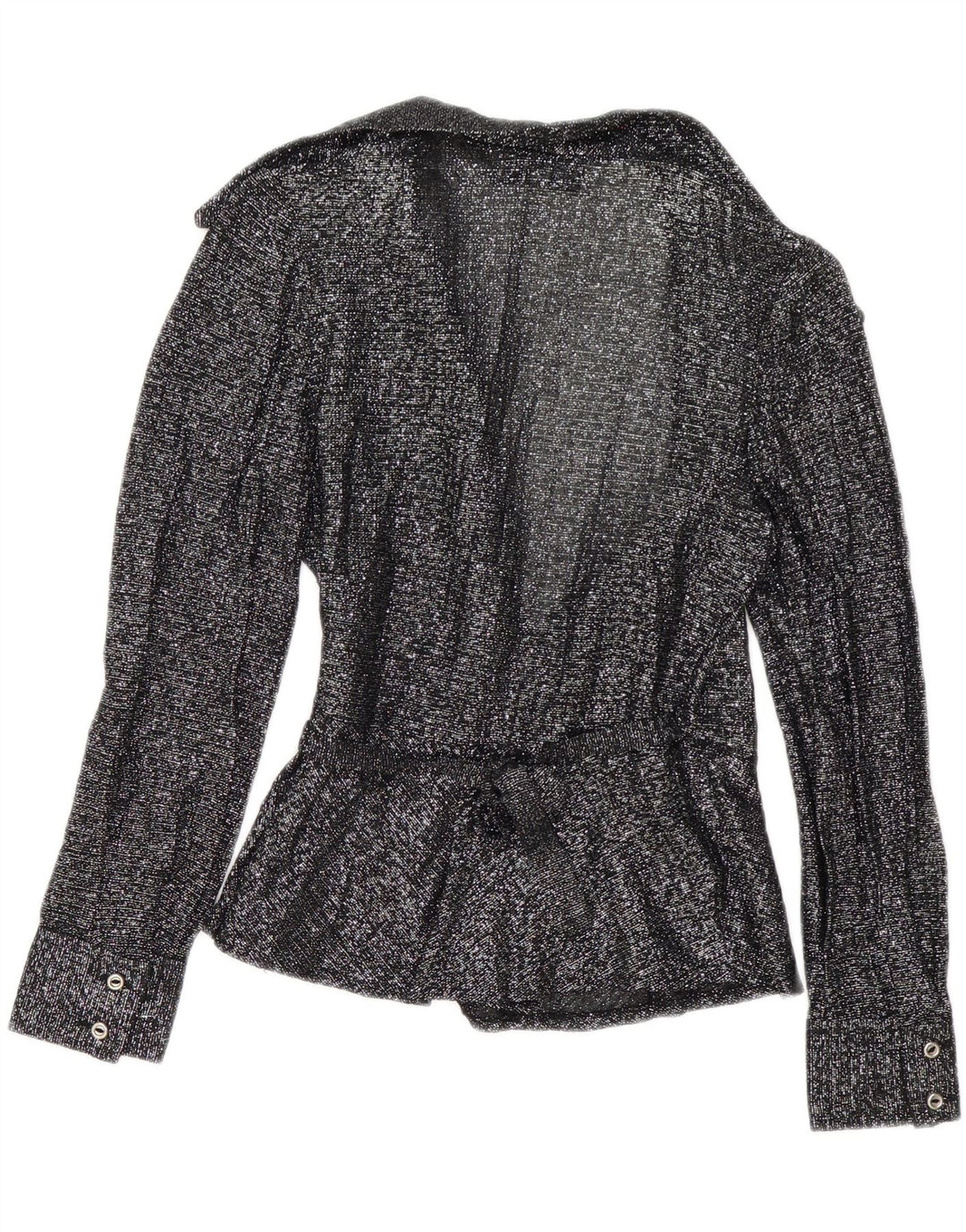 Vintage Dame Wrap Shirt Bluse EU 38 Medium Black Flecked